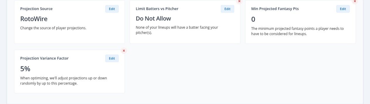 Rotowire's Optimizer Customization Options